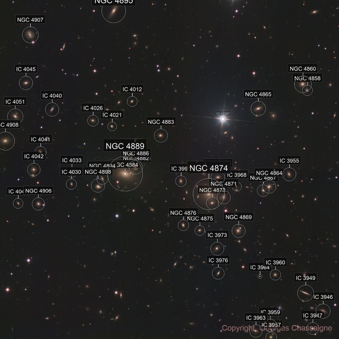 Abell 1656    45 galaxies identifiées
                    45 galaxies identified
